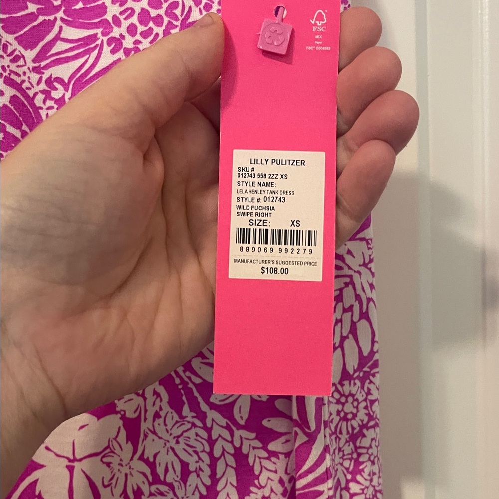 NWT! Lilly Pulitzer Pink and White Floral Mini Dress, Size XS - Picture 5 of 10